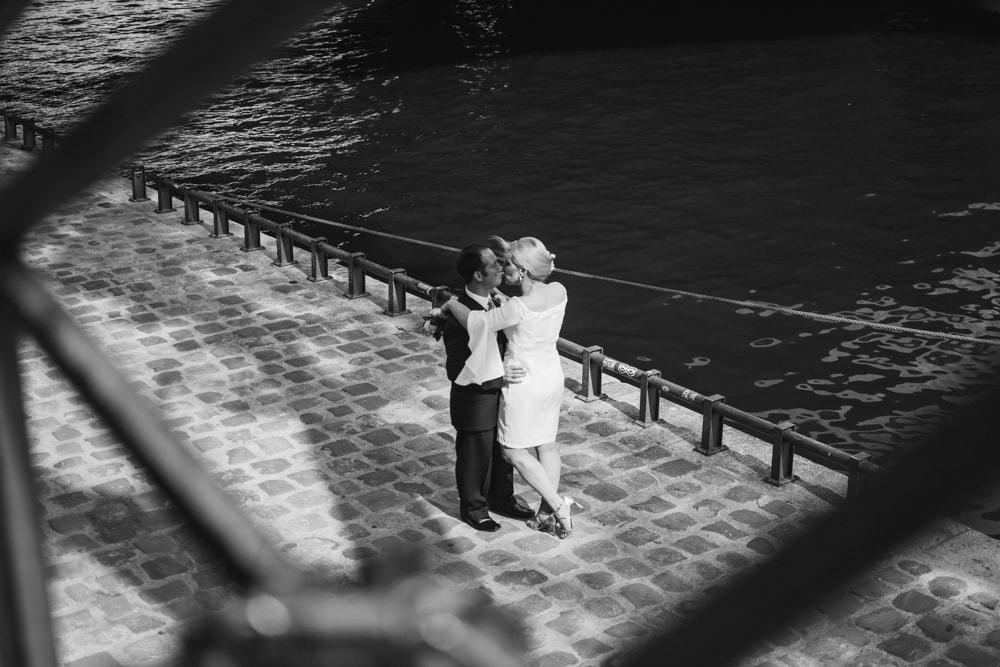 Black and white portrait photography in Paris by romantic couples photographer Ainsley Ds Photography