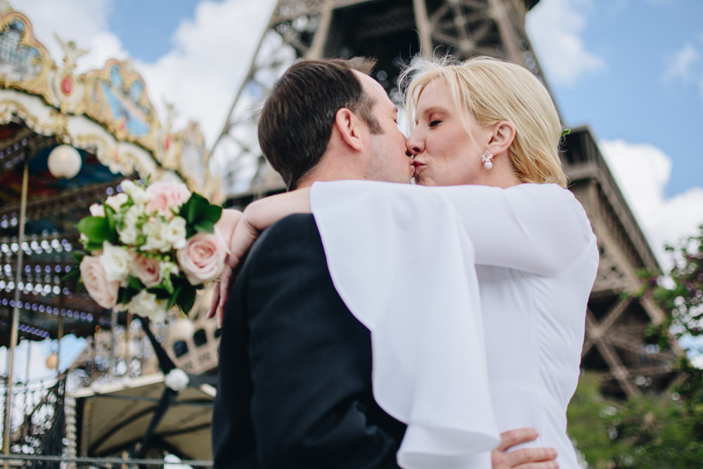 Celebrating love with a vow renewal in Paris for American couple in France. 